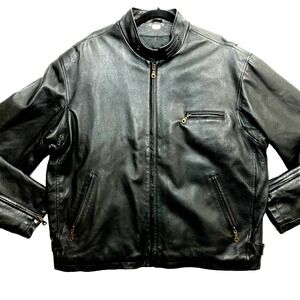 VINTAGE Airborne Jacket Mens XL Black Moto Bomber Distressed Leather